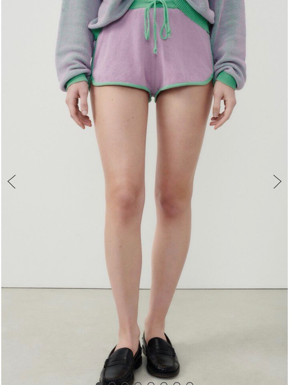 American Vintage Lavender Knit Shorts with Green Waistband Yogo Shorts